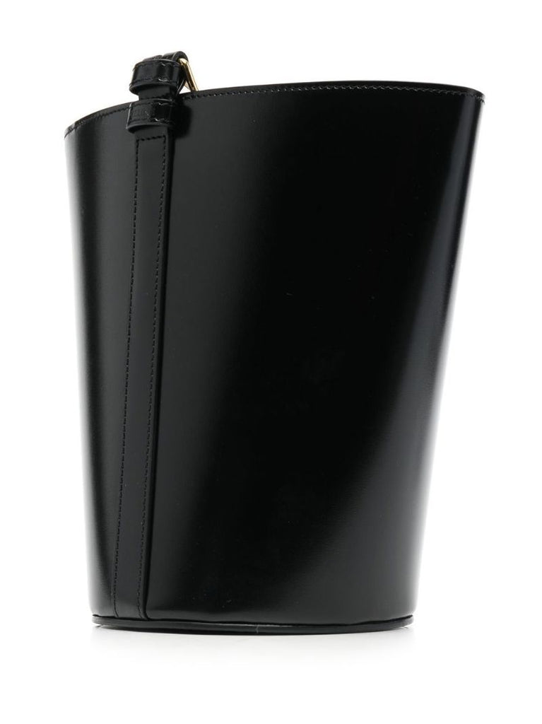 Black Triomphe Leather Bucket Bag