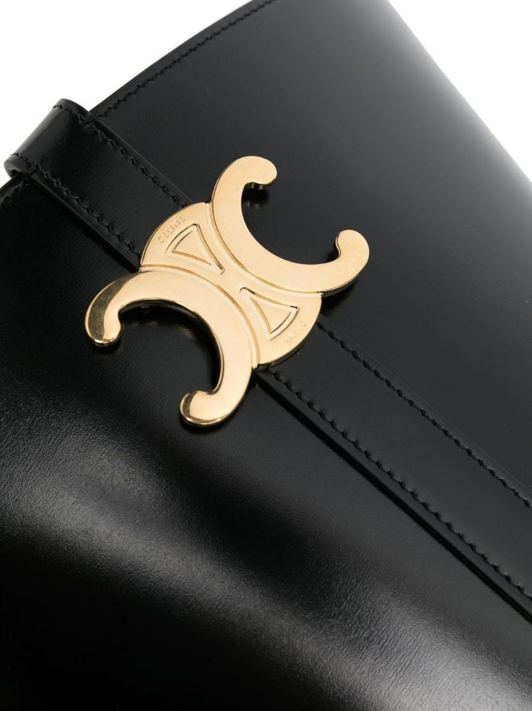 Black Triomphe Leather Bucket Bag