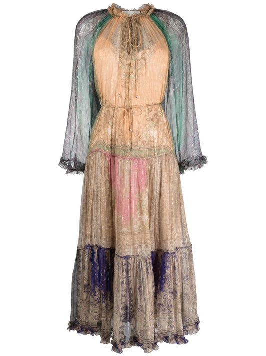 Multicolour Anneke Billow Tiered Midi Dress
