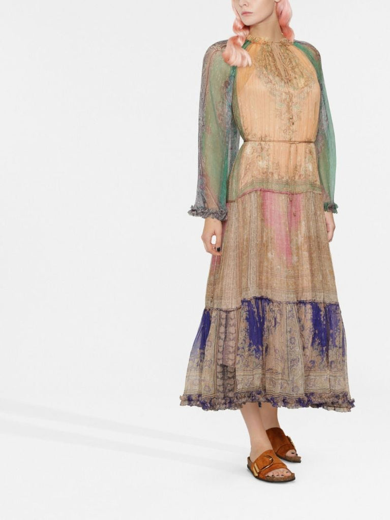 Multicolour Anneke Billow Tiered Midi Dress