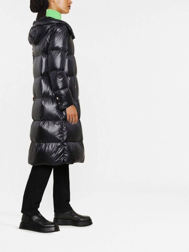 Black Zip-up Quilted Hooded Coat