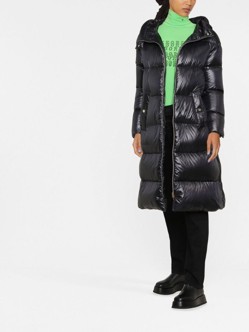 Black Zip-up Quilted Hooded Coat