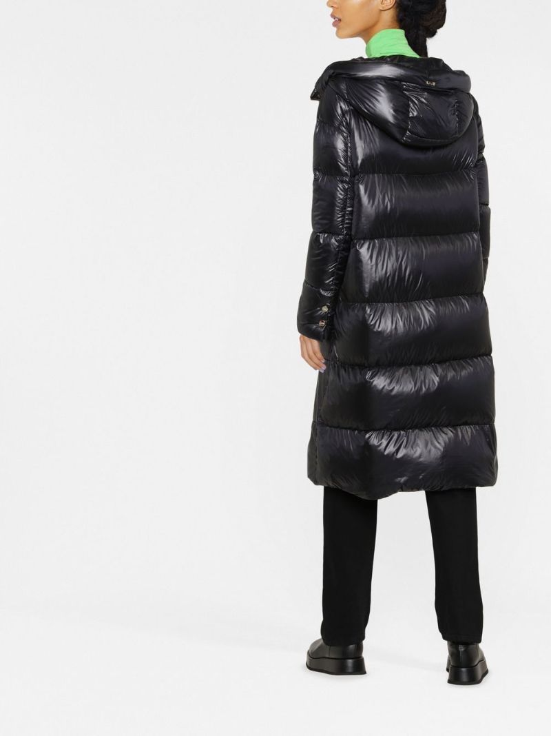 Black Zip-up Quilted Hooded Coat