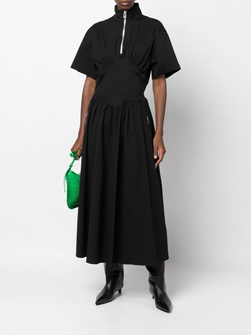 Black Zip-up Midi Dress