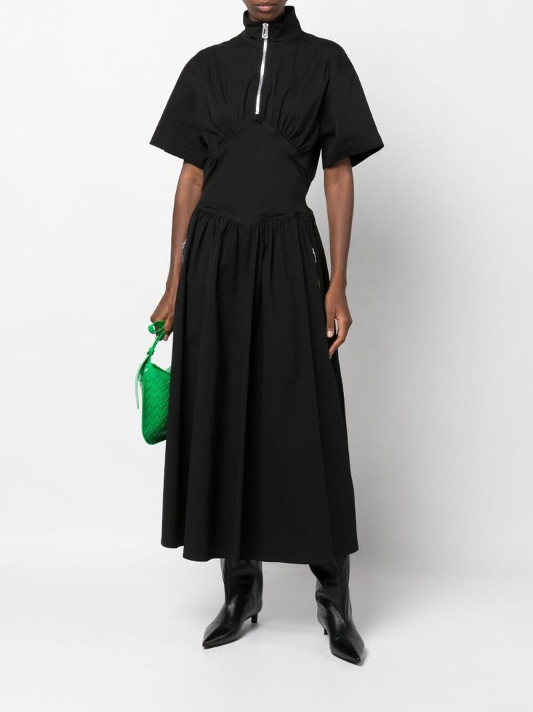 Black Zip-up Midi Dress