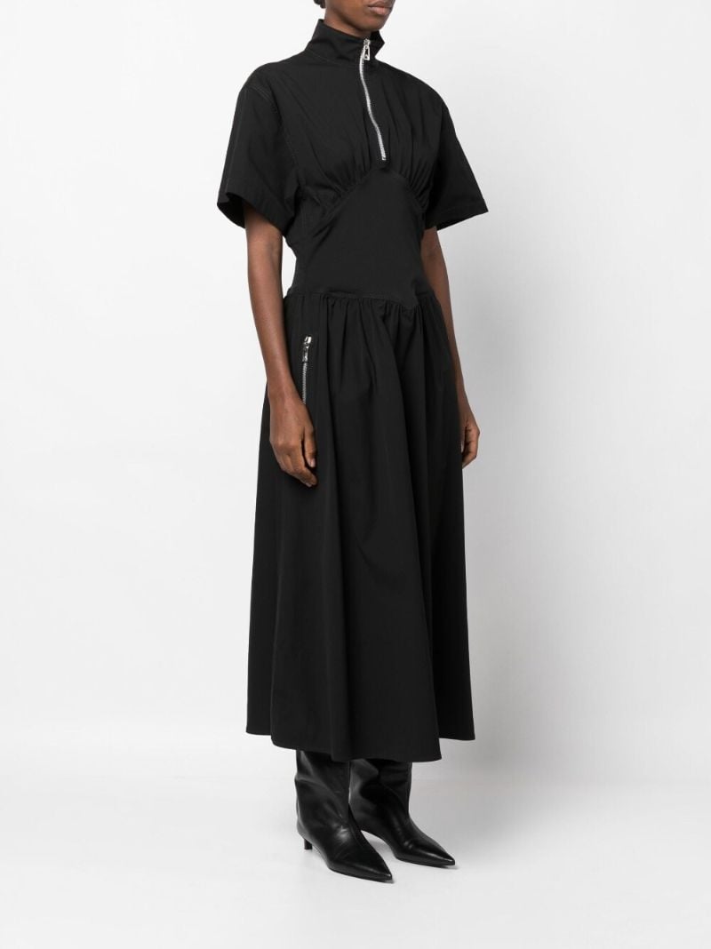 Black Zip-up Midi Dress