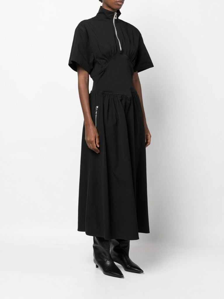 Black Zip-up Midi Dress