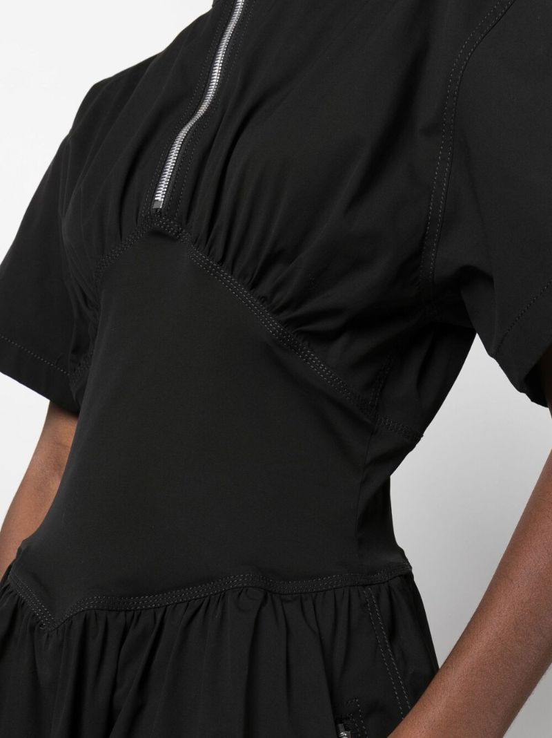 Black Zip-up Midi Dress