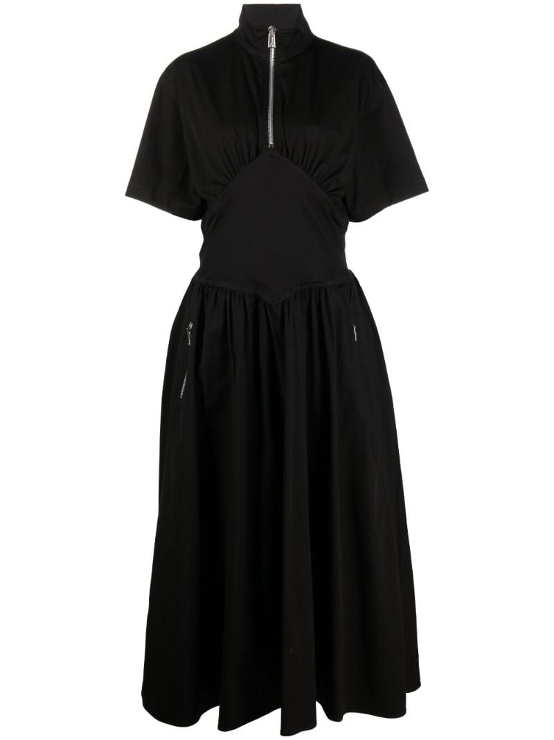Black Zip-up Midi Dress