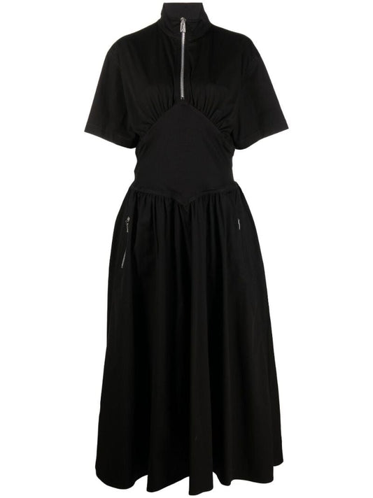Black Zip-up Midi Dress