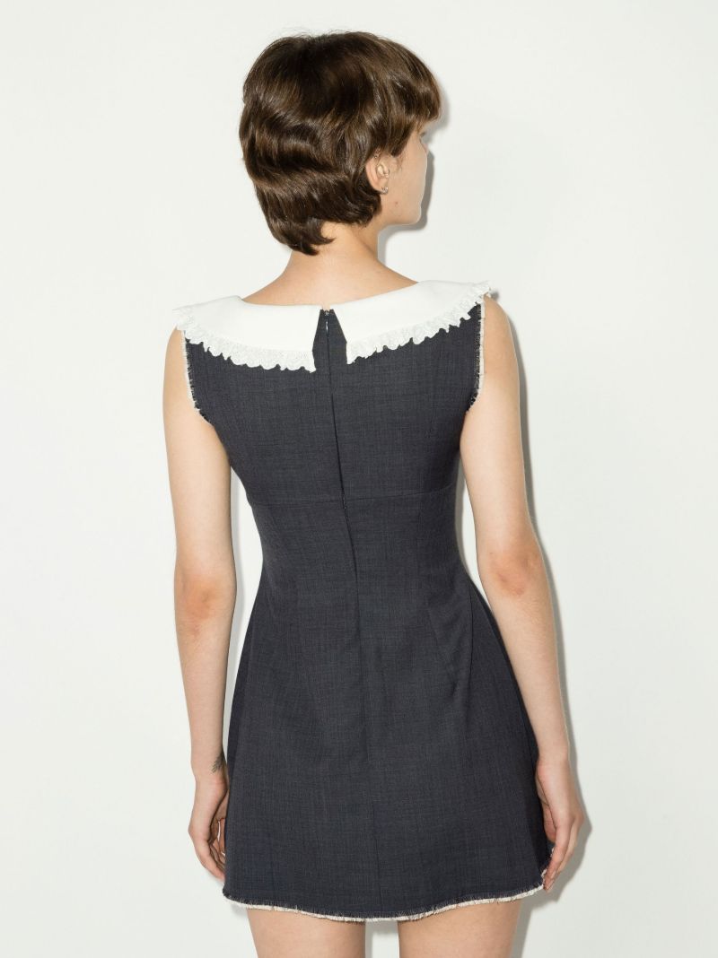 Grey Frilled Neck Dress