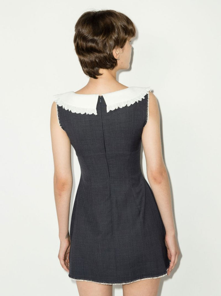 Grey Frilled Neck Dress