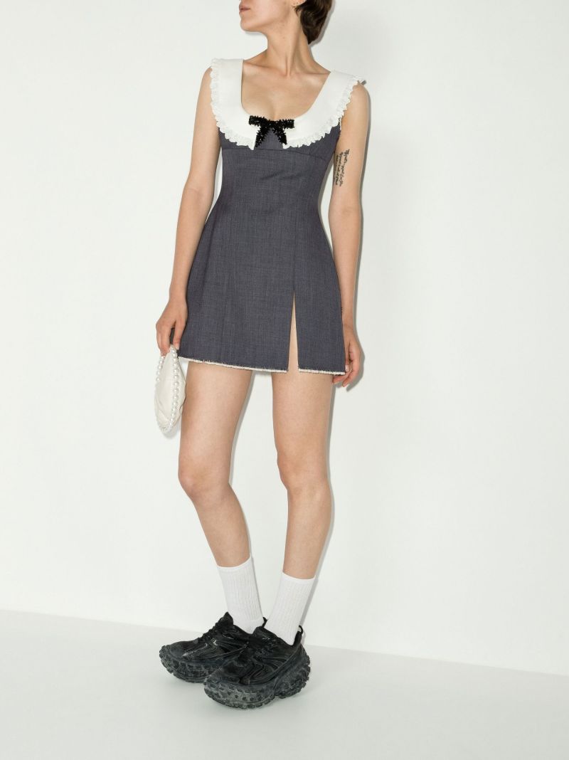 Grey Frilled Neck Dress