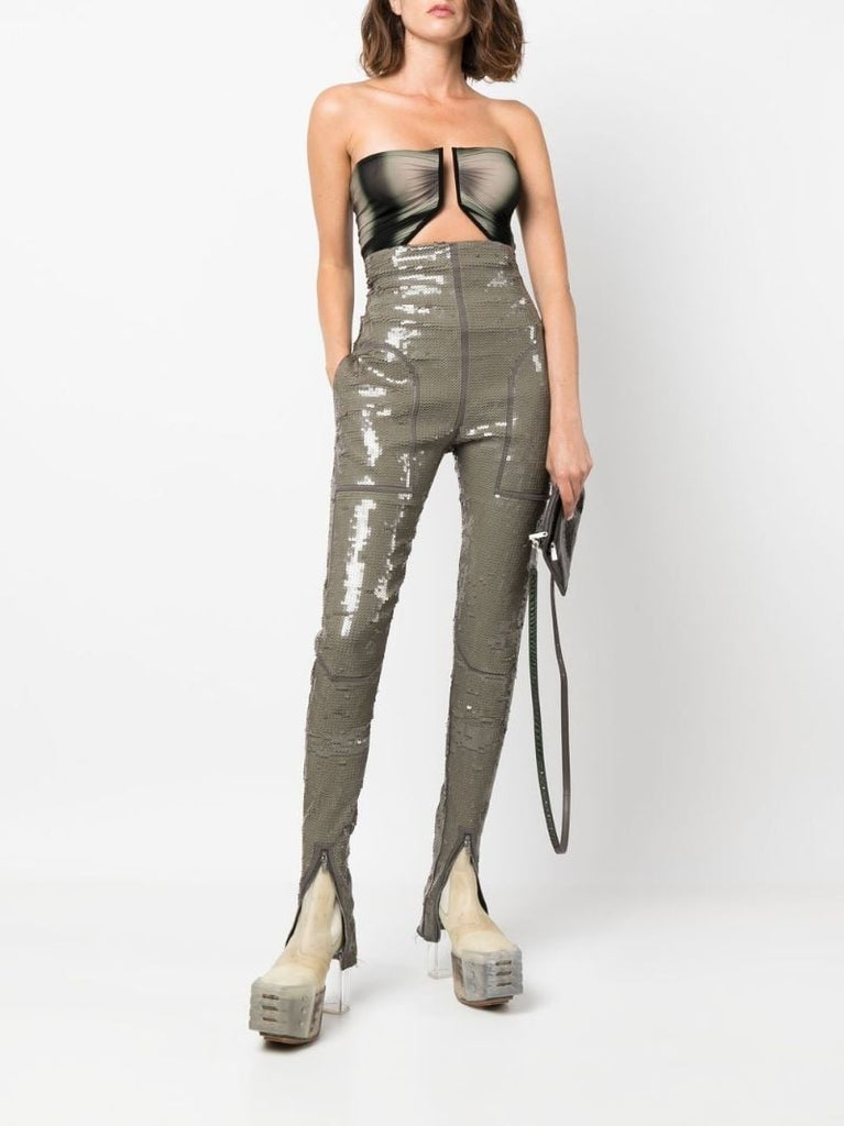 Grey High Waist Sequin Leggings