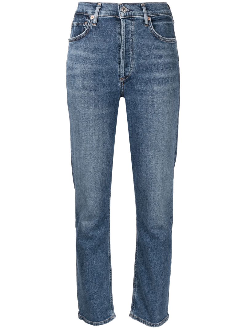 Blue Charlotte High Waist Straight Leg Jeans