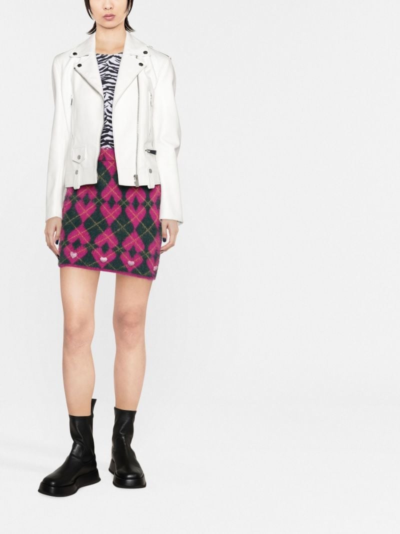 Pink Diamond and Heart Embellished Mini Knit Skirt