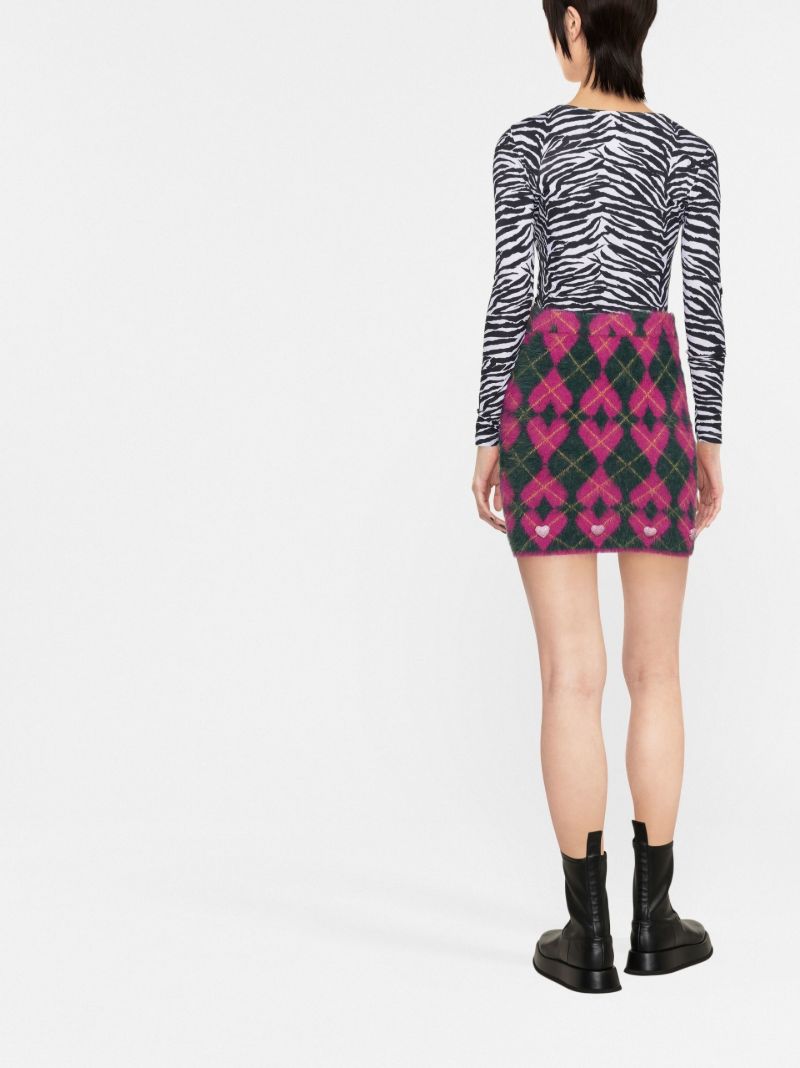 Pink Diamond and Heart Embellished Mini Knit Skirt