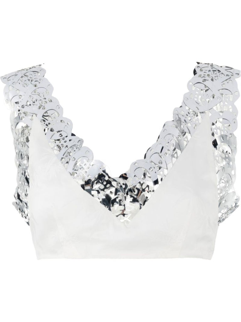 White Beaded Silk Slip Tank Top