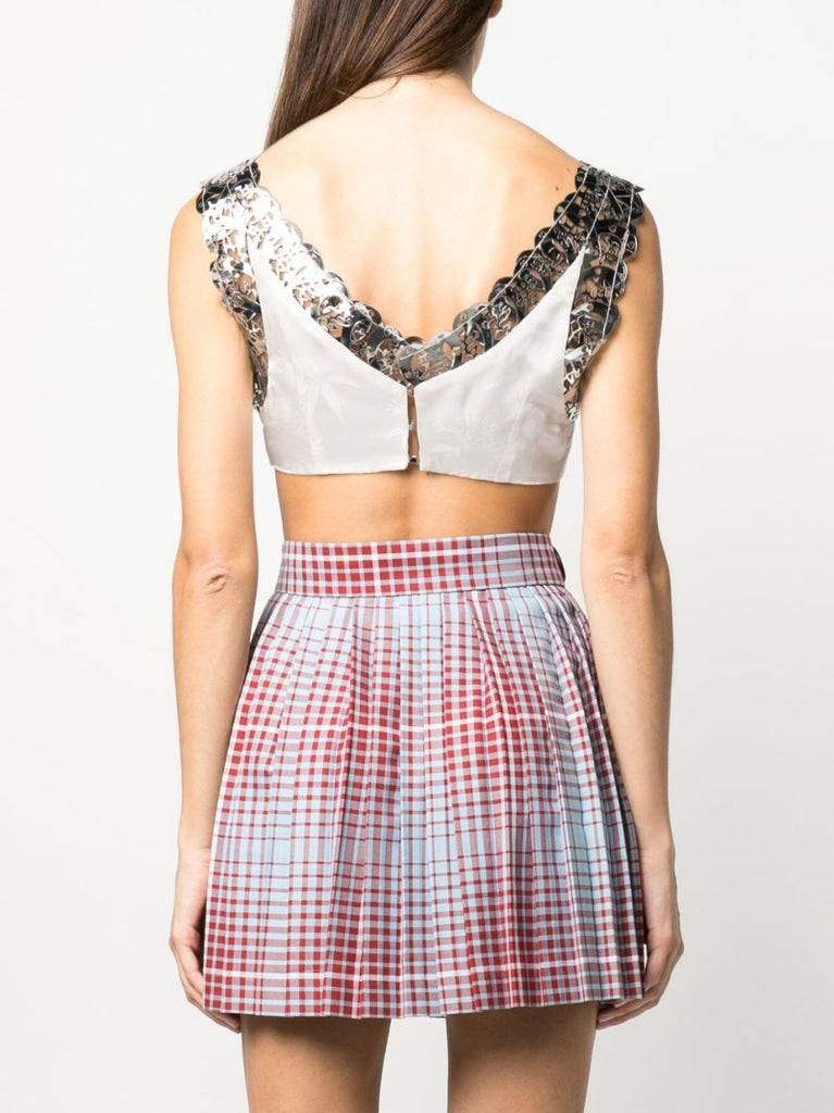White Beaded Silk Slip Tank Top