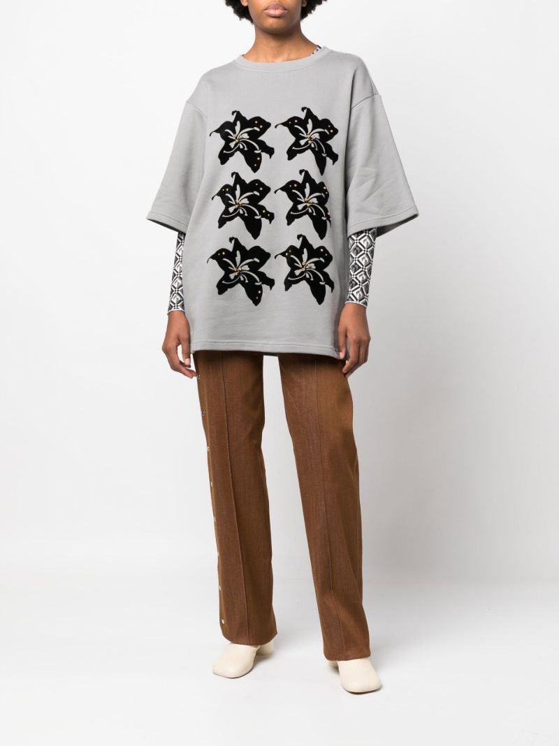 Grey Floral Print T-shirt
