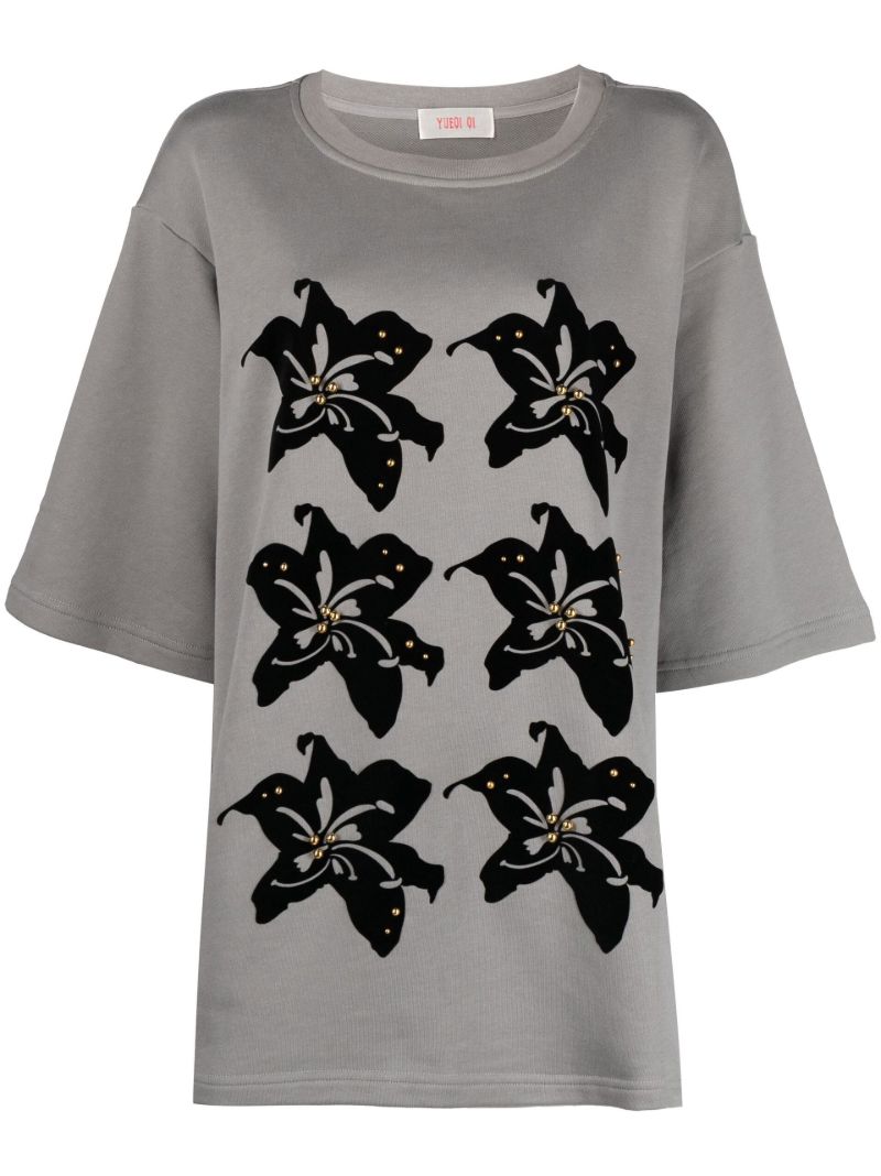 Grey Floral Print T-shirt