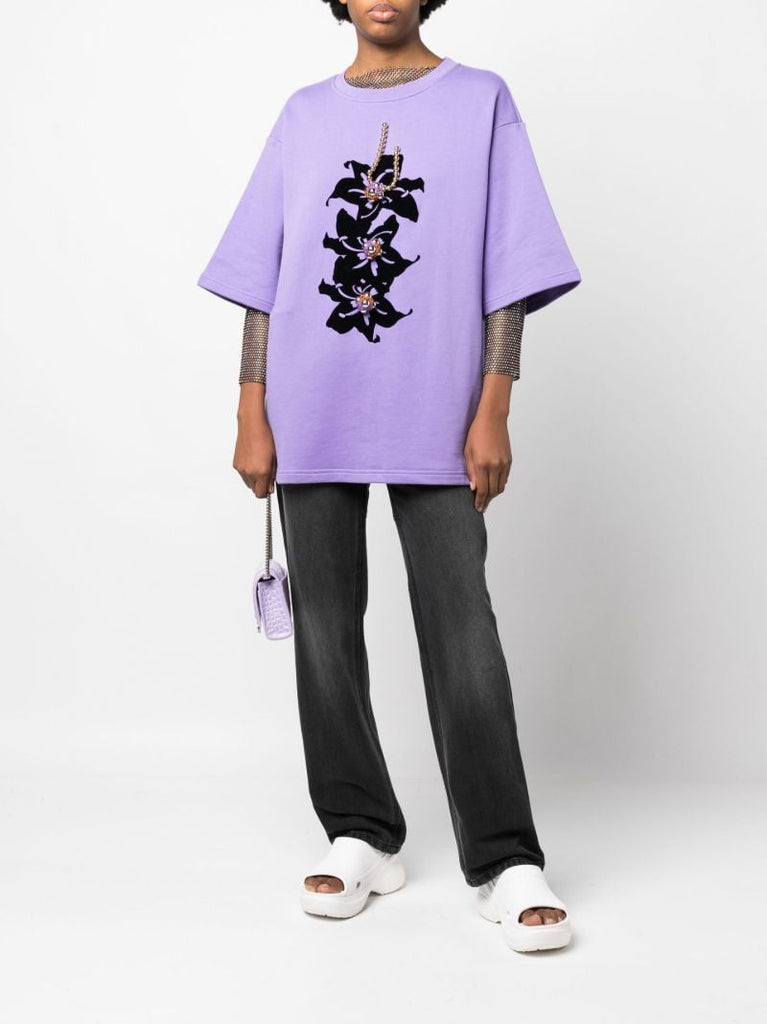 Purple Floral Print T-shirt
