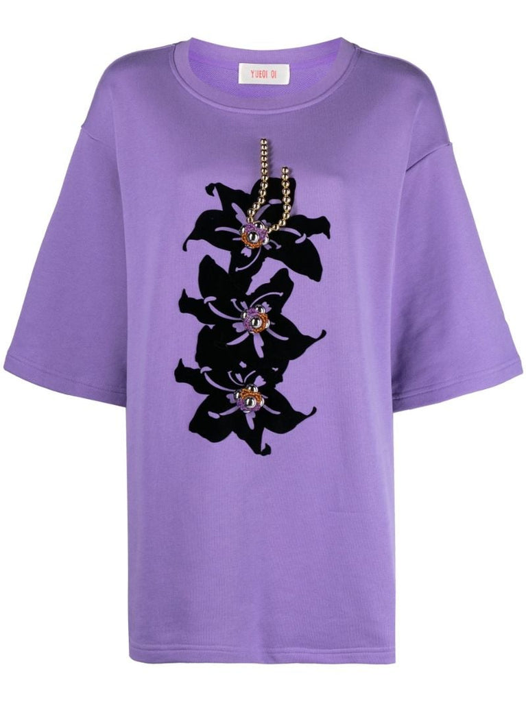 Purple Floral Print T-shirt
