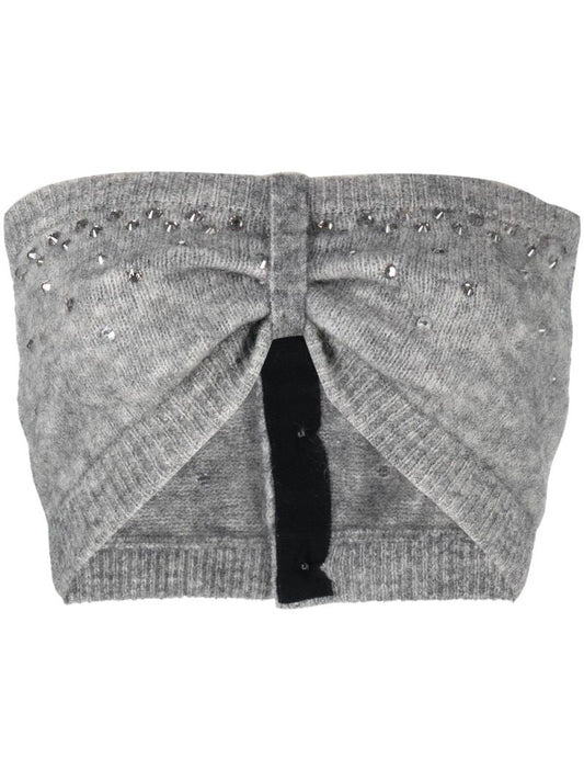 Grey Embellished Bandeau Top