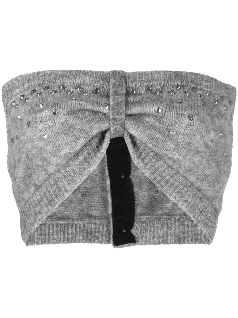 Grey Embellished Bandeau Top
