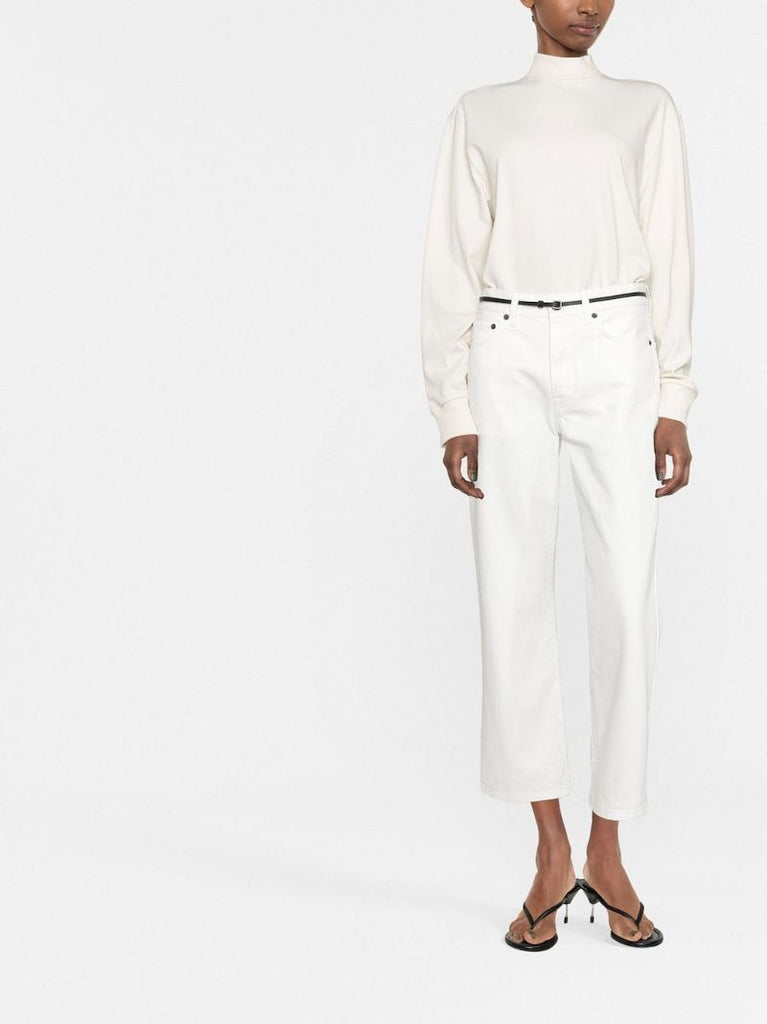 White Mid-rise Cropped Jeans