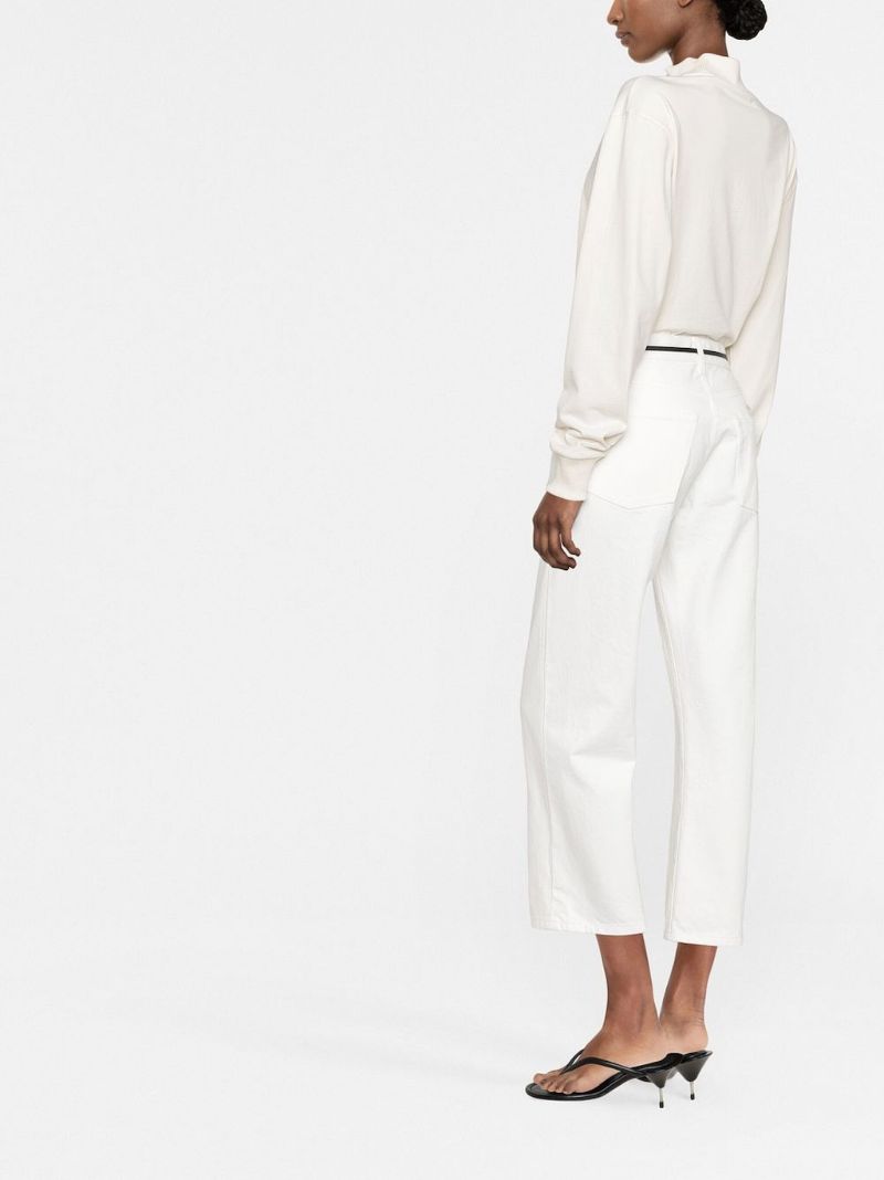 White Mid-rise Cropped Jeans