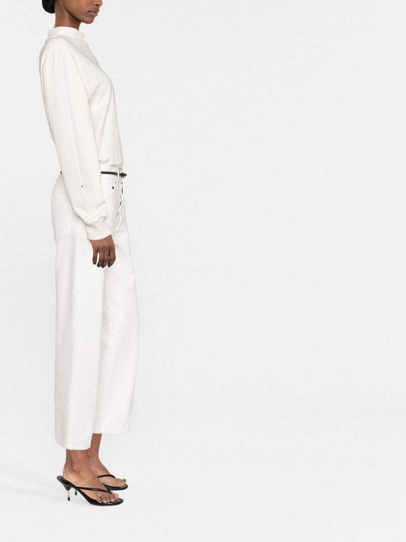 White Mid-rise Cropped Jeans