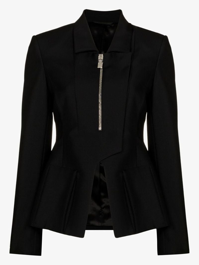 Black Asymmetric Peplum Jacket
