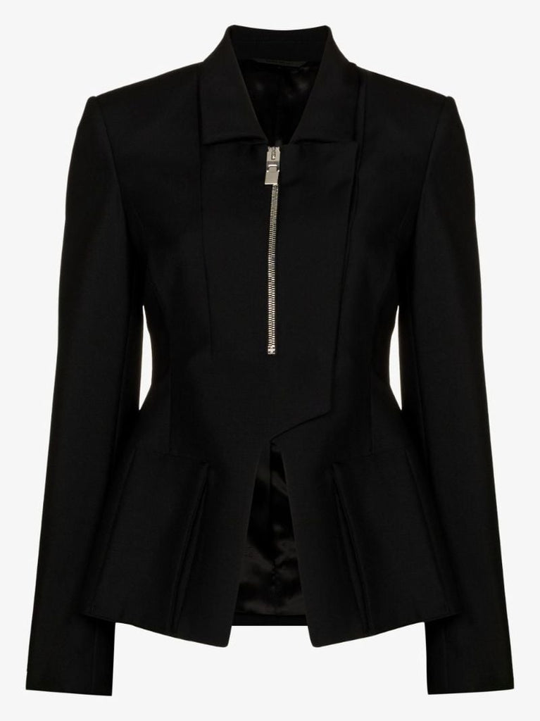 Black Asymmetric Peplum Jacket