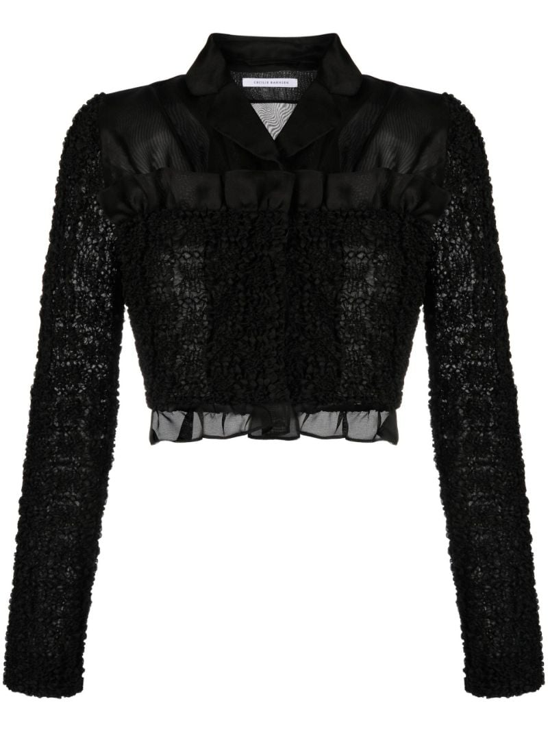 Black Smock-panel Cropped Blazer