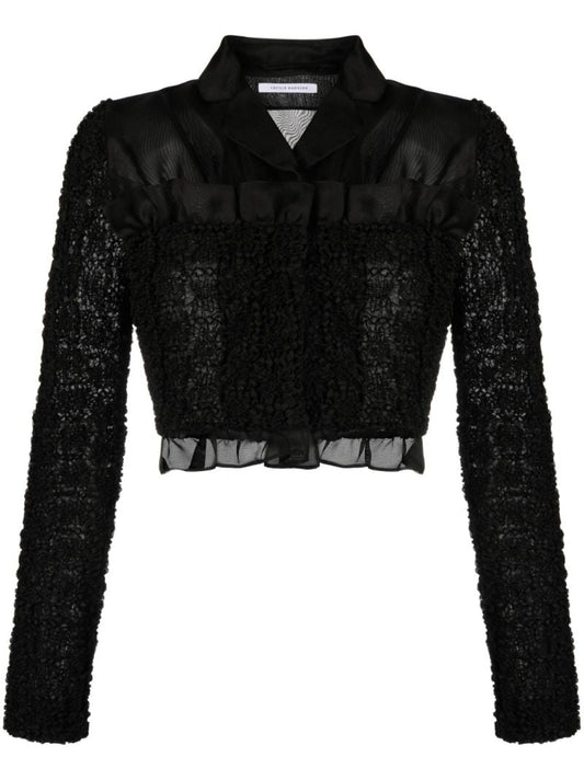 Black Smock-panel Cropped Blazer