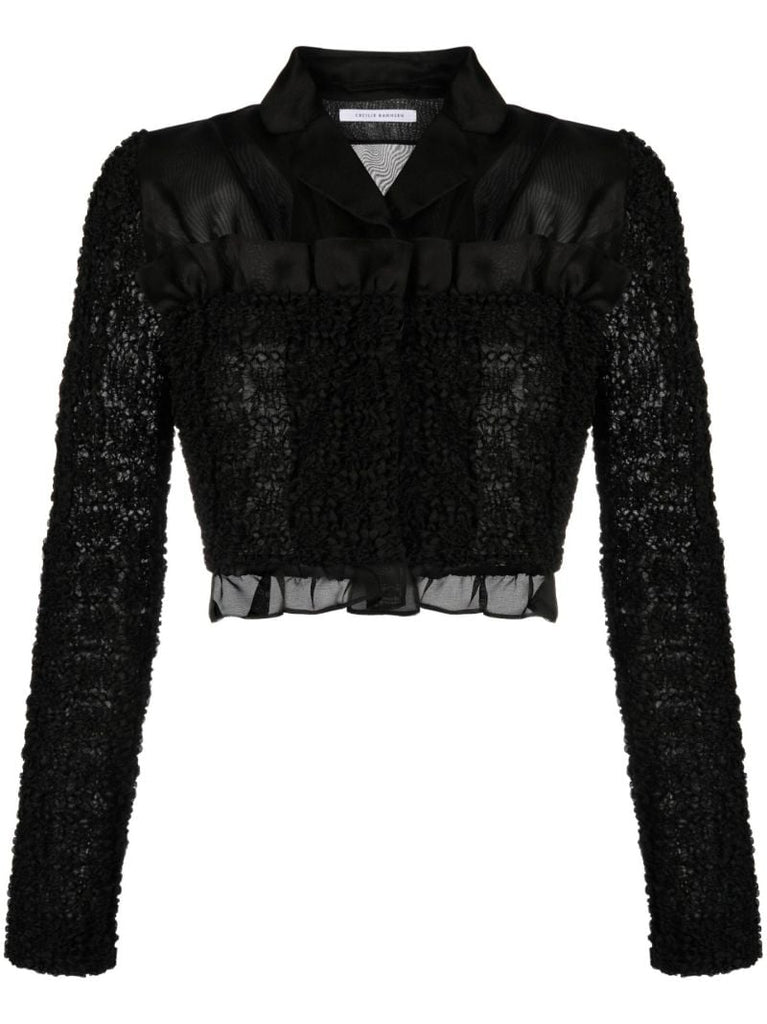 Black Smock-panel Cropped Blazer