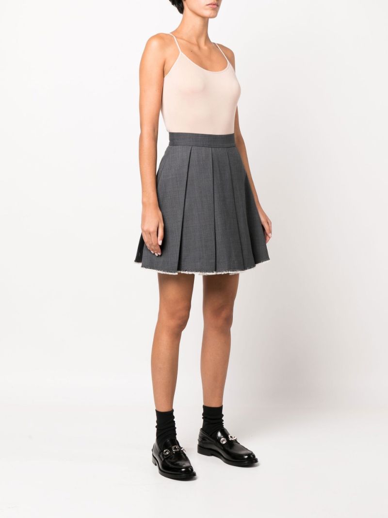 Grey Pleated A-line Mini Skirt