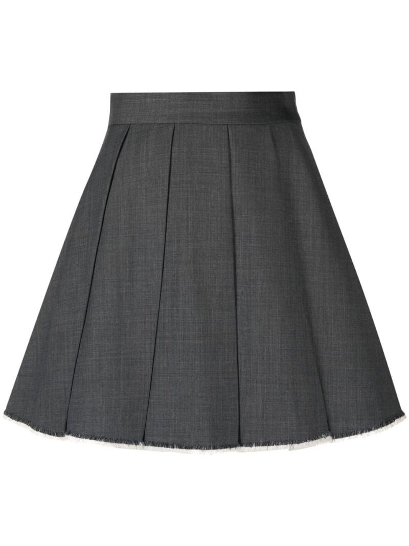 Grey Pleated A-line Mini Skirt