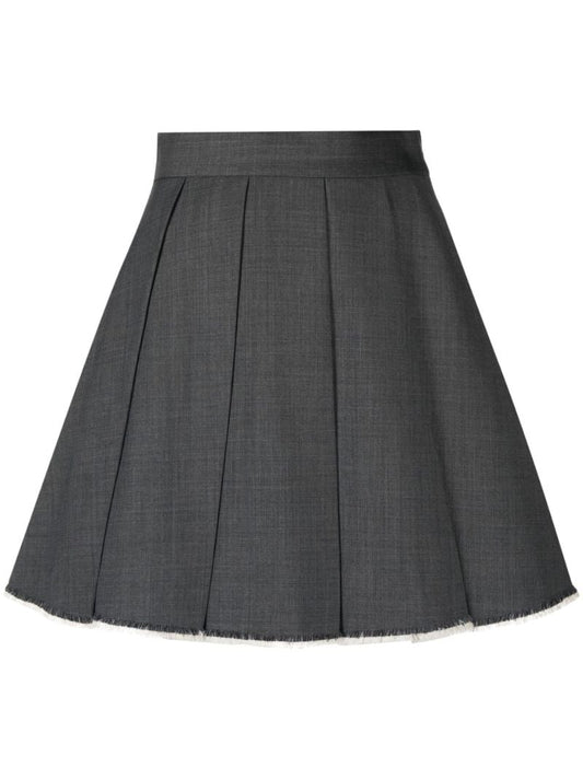 Grey Pleated A-line Mini Skirt