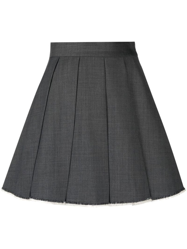Grey Pleated A-line Mini Skirt