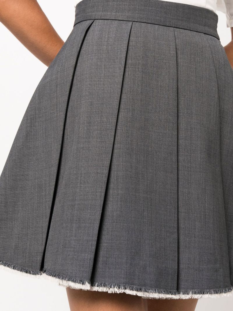 Grey Pleated A-line Mini Skirt