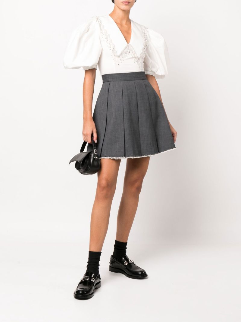 Grey Pleated A-line Mini Skirt