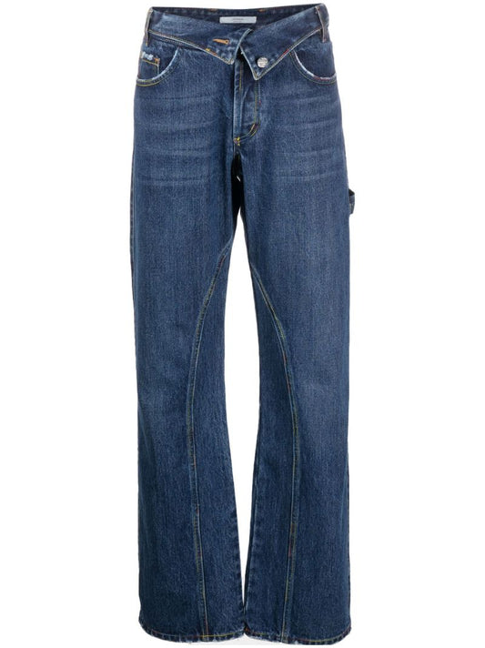 Blue Life Fold Over Waist Flared Jeans