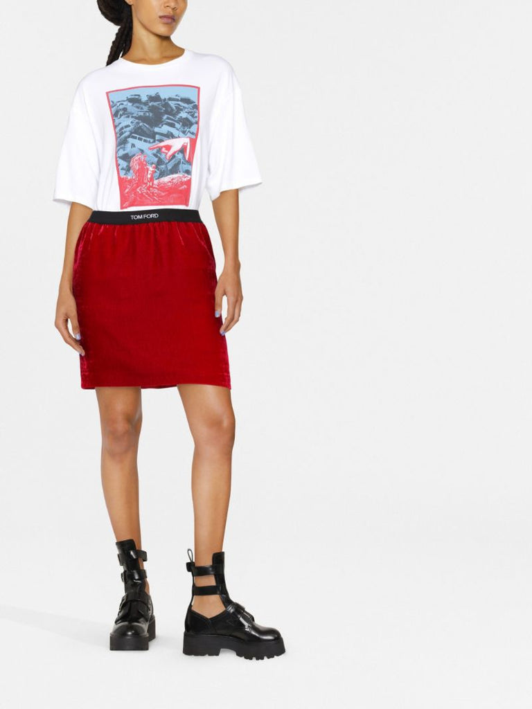 Red Velvet Mini Skirt