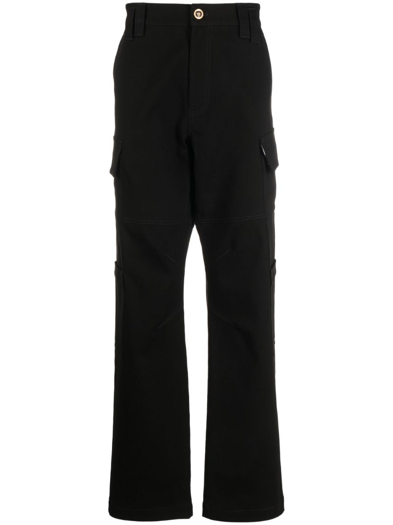 Black Medusa Cotton Cargo Trousers