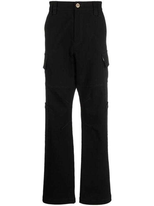 Black Medusa Cotton Cargo Trousers