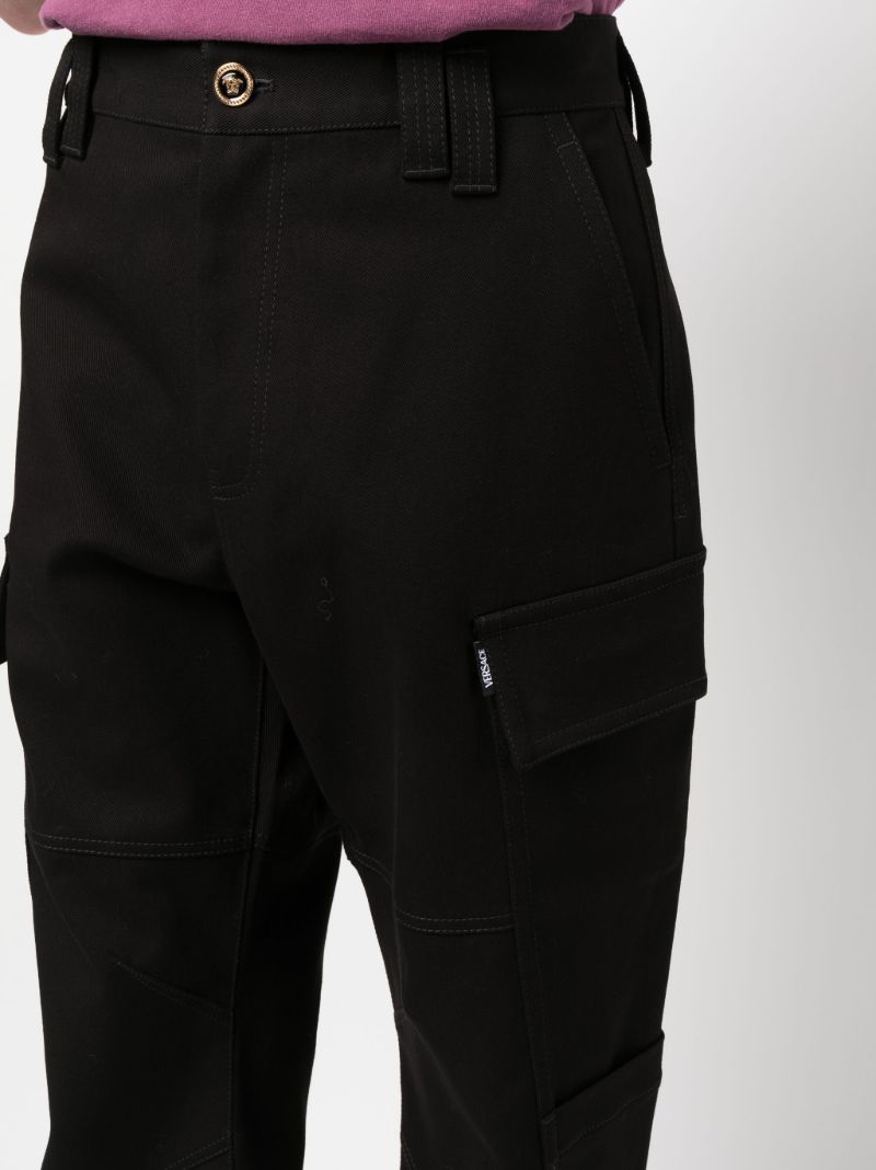 Black Medusa Cotton Cargo Trousers