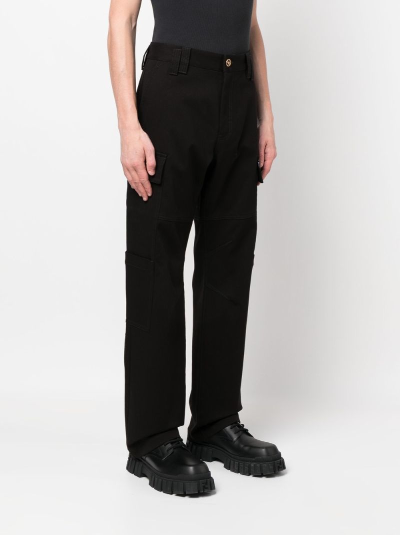 Black Medusa Cotton Cargo Trousers