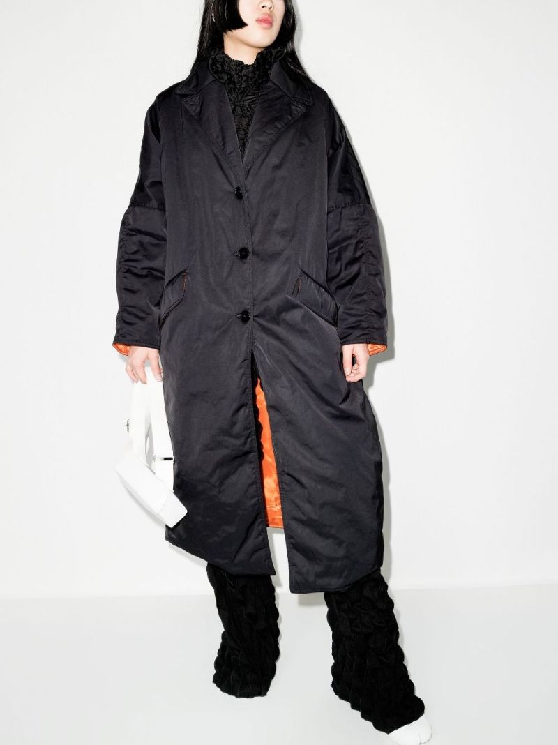 Black Single-breasted Oversized Coat